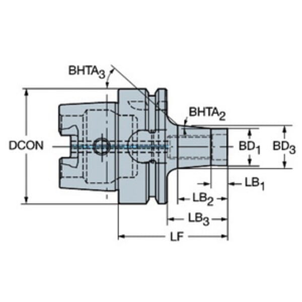 Sandvik Coromant 5759120 Modular Adapter, 3.15 in Shank Connection, BT Taper x Varilock Shank, BT50 Taper, BT50 x SZ 80 Modular System, 1.2598 in Dia Hole, 1.575 in Projection