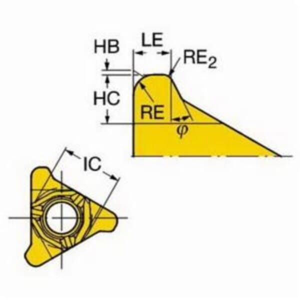 Sandvik Coromant 5965652 CoroThread 266 Threading Insert, ANSI Code: 266RG-220000-600-BG H13A, 266RG Insert, Triangular Shape, External Thread, 6 mm Pitch, Right Hand Cutting, Manufacturers Grade: H13A, Material Grade: K, M, N, P, S