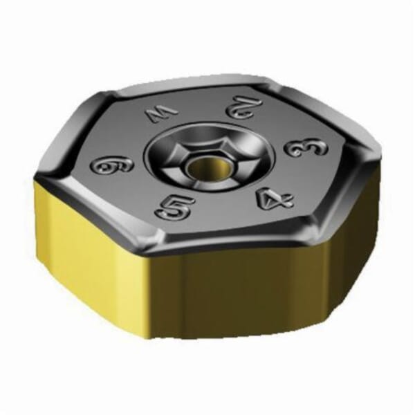 Sandvik Coromant 6428169 CoroMill S-60 Milling Insert, ANSI Code: HNEF 09 05 08R-KW 3330, HNEF-KW Insert, 090508 Insert, Carbide, Manufacturers Grade: 3330, Hexagon Shape, Material Grade: K