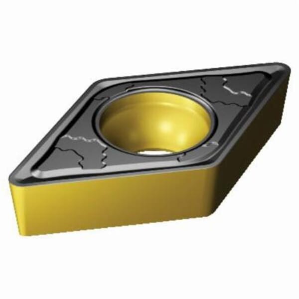 Sandvik Coromant 6198238 CoroTurn 107 Turning Insert, ANSI Code: DCMT 3(2.5)2-PMC 4325, DCMT Insert, Material Grade: K, P, 3(2.5)2 Insert, Diamond Shape, 11 Seat, Positive Rake, Neutral Cutting, For Use On Cast Iron and Steel, Carbide