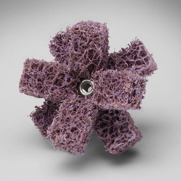 Scotch-Brite 7000121121 Eyelet Cross Buff, 2 in Dia Buff, Medium Grade, 2 Plys, 1/2 in W Face