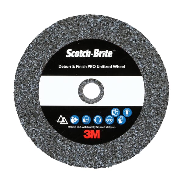 Scotch-Brite 7100053416 Unitized Wheel, 2 in Dia Wheel, 1/4 in Center Hole, 3/4 in W Face, Medium Grade, Ceramic Abrasive