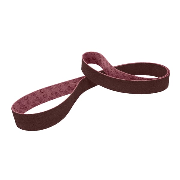 Scotch-Brite 7100103026 Surface Conditioning Belt, 3/8 in W Belt x 13 in L, Medium Grade, Aluminum Oxide Abrasive, Maroon