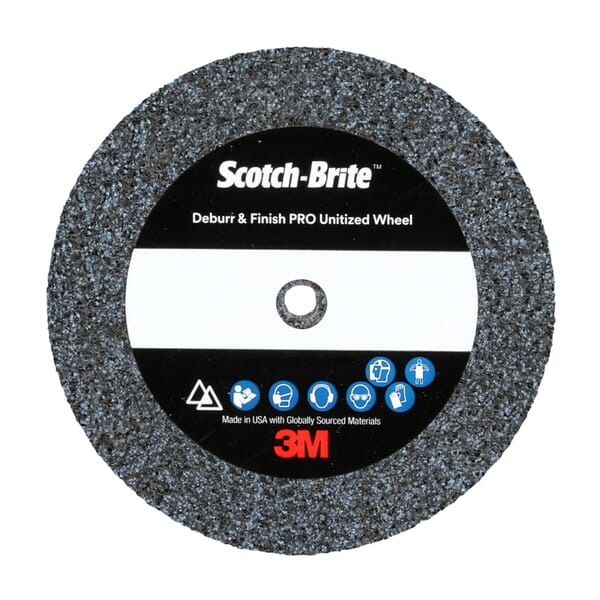 Scotch-Brite 7100105584 DP-UW PRO Unitized Wheel, 2 in Dia Wheel, 1/4 in Center Hole, 3/4 in W Face, Coarse Grade, Ceramic Abrasive