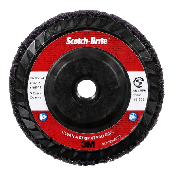 Scotch-Brite 7100175252 Clean and Strip XT Pro Clean and Strip Disc, 4-1/2 in Dia Disc, Extra Coarse Grade, Silicon Carbide Abrasive, Fiber Backing