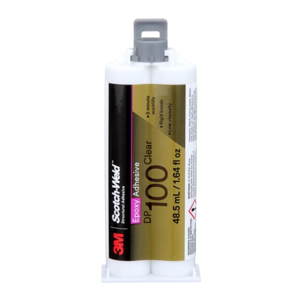 Scotch-Weld 7100148763 DP100 Epoxy Adhesive, 48.5 mL, Clear, 24 to 48 hr Curing