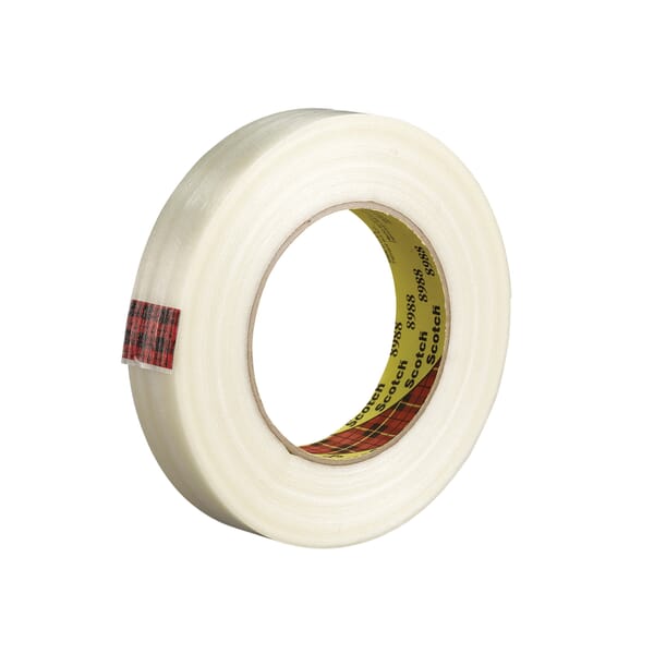 Scotch 7000123948 Adhesive Strapping Tape, 55 m L x 24 mm W, 4.6 mil THK, Synthetic Rubber Resin Adhesive, Tensilized Polypropylene Backing, Ivory