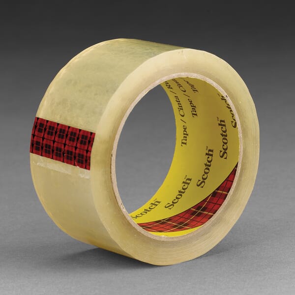 Scotch 7010334260 High Tack Sealing Tape, 50 m L x 72 mm W, 2.6 mil THK, Hot Melt Synthetic Rubber Resin Adhesive, Polypropylene Film Backing, Clear