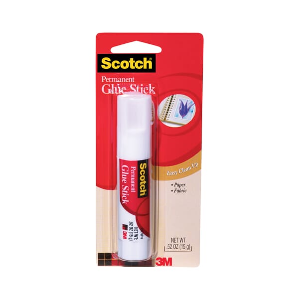 Scotch 7100040326 Permanent Glue Stick, 0.52 oz Container, Paste Form, White, Specific Gravity: 0.95 to 1