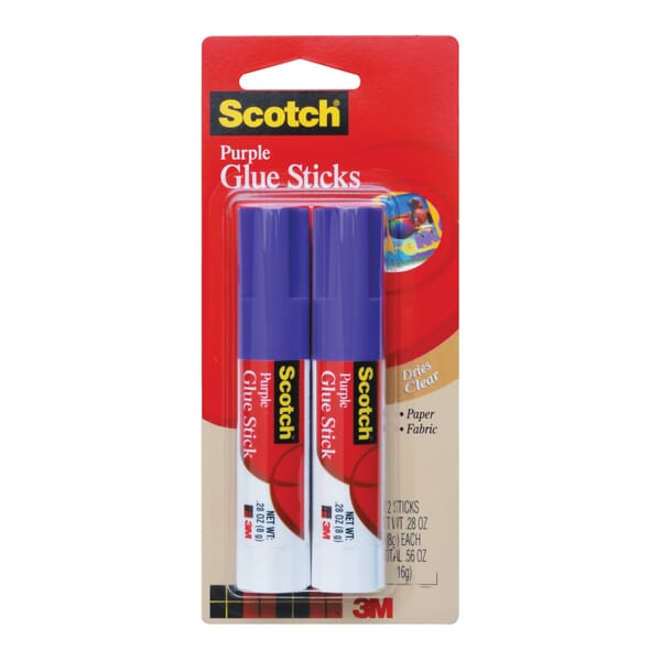 Scotch 7010383411 Permanent Glue Stick, 0.25 oz Container, Paste Form, Purple, Specific Gravity: 0.95 to 1
