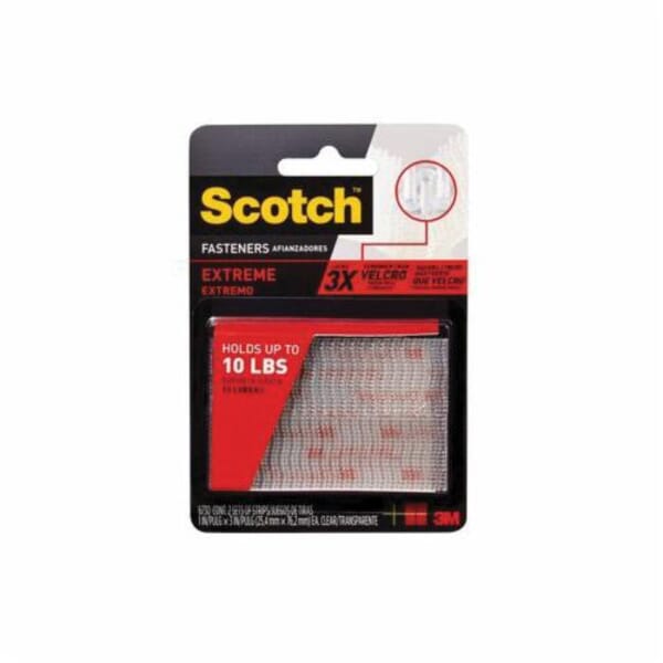 Scotch 7100064515 Reclosable Fastener, 3 in L x 1 in W, Clear