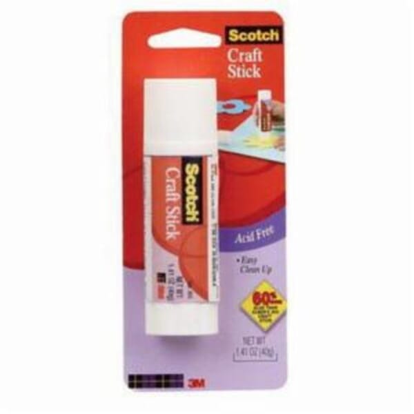 Scotch 7010295634 Permanent Glue Stick, 1.41 oz Container, Paste Form, White, Specific Gravity: 0.95 to 1