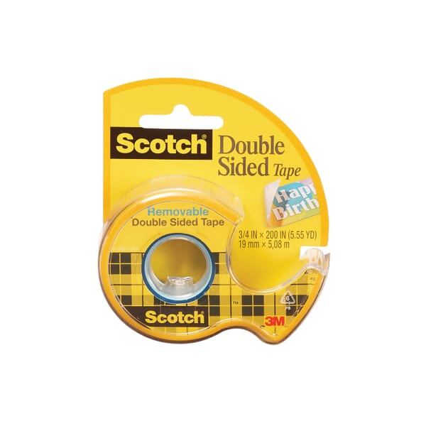 Scotch 7010292617 Double Sided Tape, 200 in L x 3/4 in W, Transparent