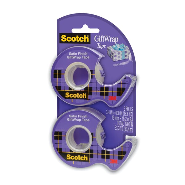 Scotch 7010371400 Giftwrap Tape, 600 in L x 3/4 in W, Clear