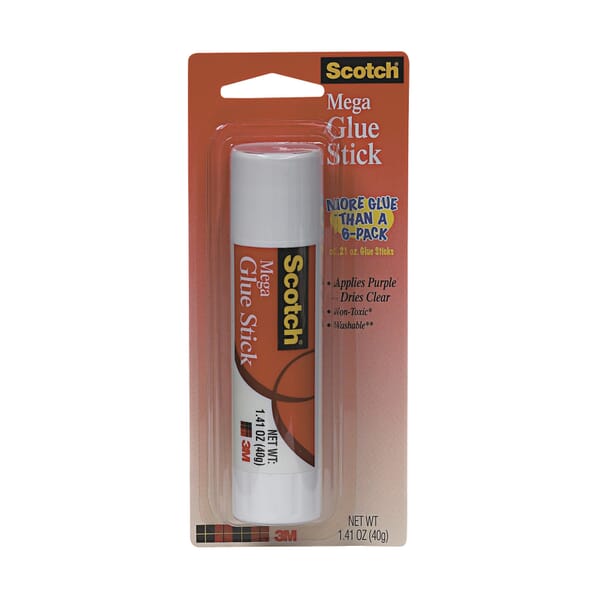 Scotch 7010383996 Mega Permanent Glue Stick, 1.4 oz Container, Paste Form, Purple, Specific Gravity: 0.95 to 1