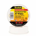 Scotch 7000006097 35 Series Color Coding Tape, 66 ft L x 3/4 in W, 7 mil THK, PVC, Rubber Adhesive, White