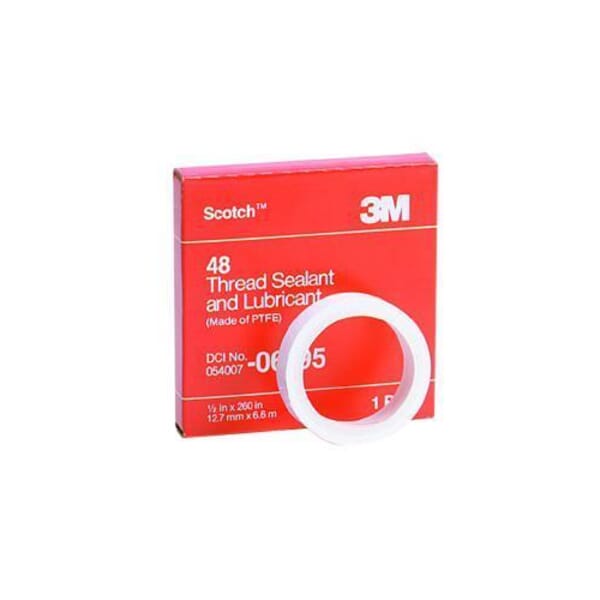 Scotch 7000005819 Thread Pipe Sealant Tape, 7 yd L 0.5 in W 3 mil THK, PTFE Fluorocarbon Resin