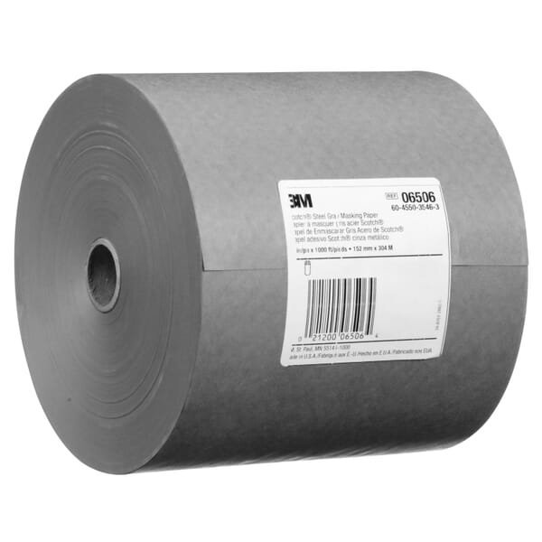 Scotch 7000045440 06506 Masking Paper, 1000 ft L 6 in W 2.756 mil THK, Steel Gray