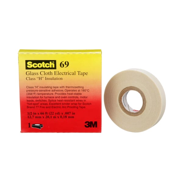3M 7000145501 Tape, 22 yd L 0.5 in W, 7 mil THK, Silicone Adhesive, White