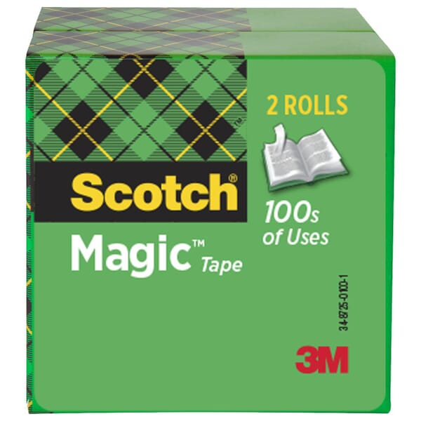 Scotch 7010295029 810-2P12-72 Office Tape, 592 in L 0.5 in W, 2.2 mil THK, Synthetic Acrylic Adhesive, Matte Acetate Backing, Transparent