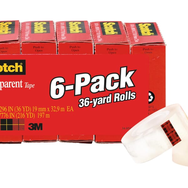 Scotch 7010303566 600 Transparent Tape, 1 in L 3/4 in W, Transparent