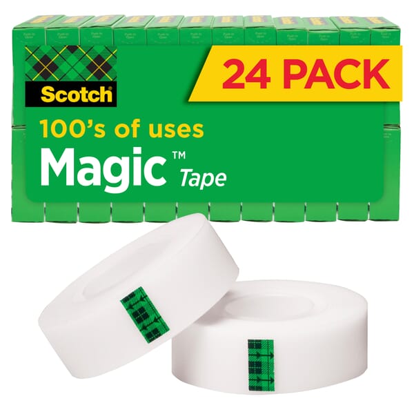 Scotch 7010332809 810K24 Invisible Office Tape, 1 in L 0.75 in W, 2.2 mil THK, Synthetic Acrylic Adhesive, Matte Acetate Backing, Transparent