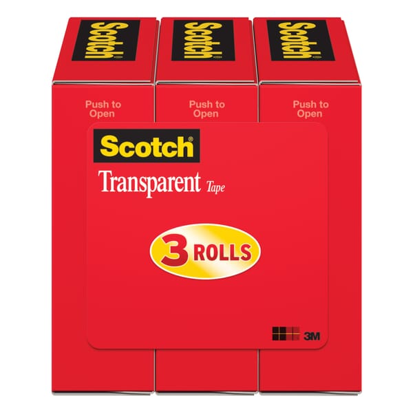 Scotch 7010370045 600K3 Office Tape, 1 in L 3/4 in W, Transparent