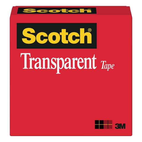 Scotch 7000001563 600 Transparent Tape, 1296 in L 3 in W, Transparent