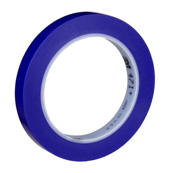 3M� 7100056217 471+ Tape, 36 yd L 0.5 in W, 5.3 mil THK, Rubber Adhesive, PVC/Vinyl Backing, Indigo