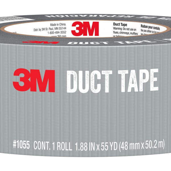 3M 7100064459 1055 Basic Tape, 55 yd L 1.88 in W, Rubber Adhesive, Polyethylene Backing, Gray