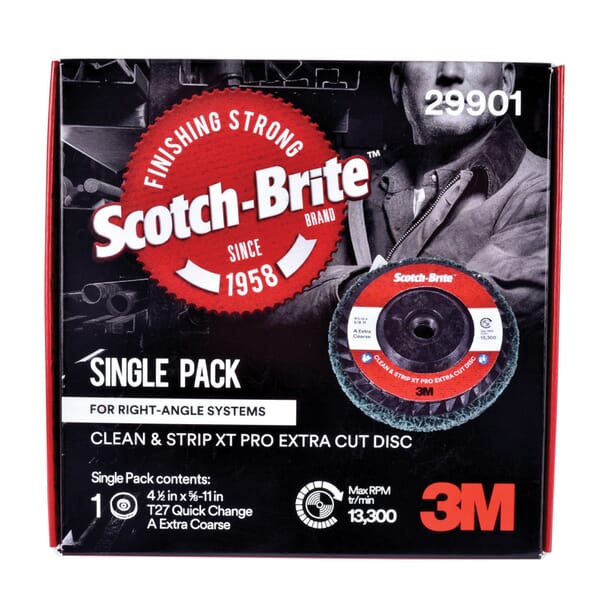 Scotch-Brite 7100176126 Clean and Strip XT Pro Clean and Strip Extra Cut Disc, 4-1/2 in Dia Disc, Extra Coarse Grade, Aluminum Oxide Abrasive, Fiber Backing