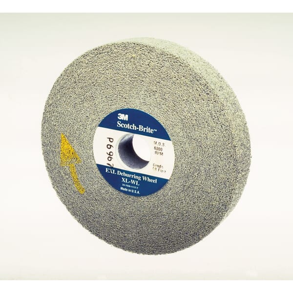 Scotch-Brite 7000045853 SST Convolute Deburring Wheel, 8 in Dia Wheel, 3 in Center Hole, 1 in W Face, Fine Grade, Aluminum Oxide Abrasive