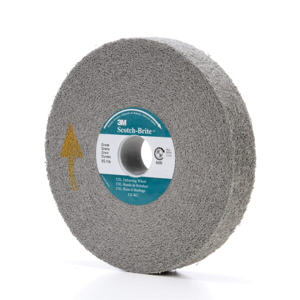 3M 7000000737 EXL High Performance Deburring Wheel, 6 in Dia Wheel, 1 in Center Hole, 1 in W Face, Fine Grade, Silicon Carbide Abrasive