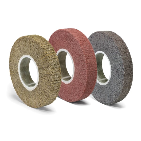 Scotch-Brite 7000077967 Flap Brush, 3 in Dia Wheel, 1-3/4 in W Face, 1/4 in Dia Shank, Fine Grade, Silicon Carbide Abrasive