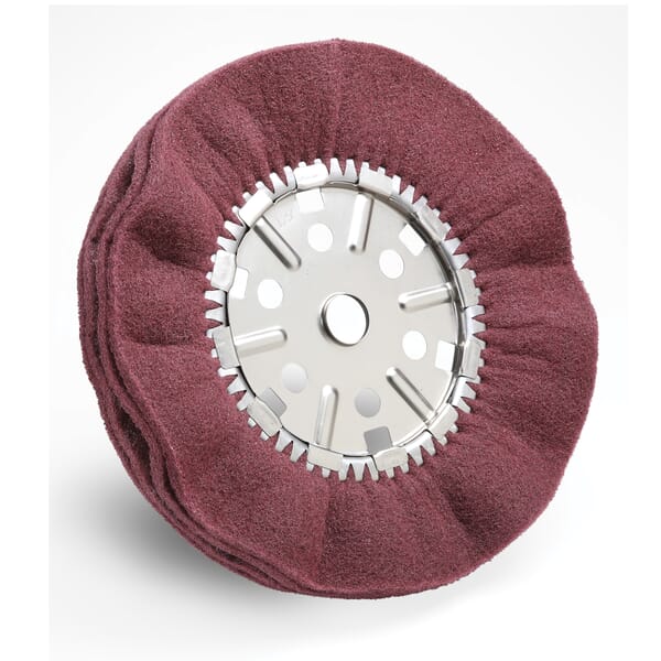 Scotch-Brite 7010365510 Satin Pleated Buff Wheel, 19 in Dia Wheel x 1 in THK Wheel, 2-1/4 in Center Hole, Fine Grade