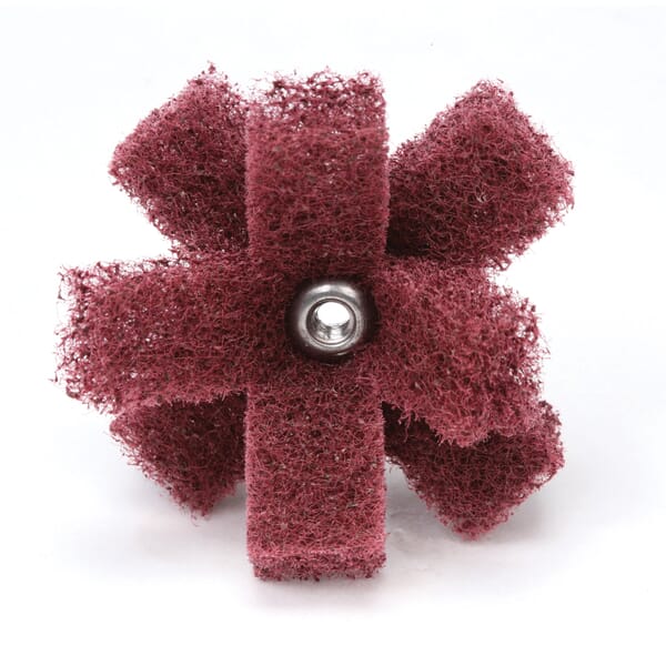 Scotch-Brite 7100054448 Eyelet Cross Buff, 2 in Dia Buff, Very Fine Grade, 2 Plys, 1/2 in W Face