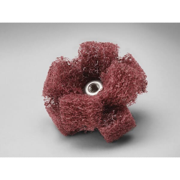 Scotch-Brite 7000121125 Eyelet Cross Buff, 1-1/2 in Dia Buff, Very Fine Grade, 2 Plys, 1/2 in W Face