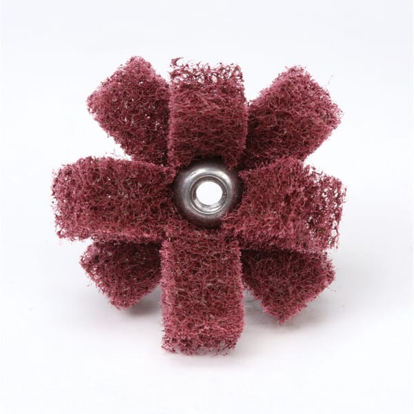Scotch-Brite 7000121147 Eyelet Cross Buff, 1-1/2 in Dia Buff, Very Fine Grade, 2 Plys, 3/8 in W Face