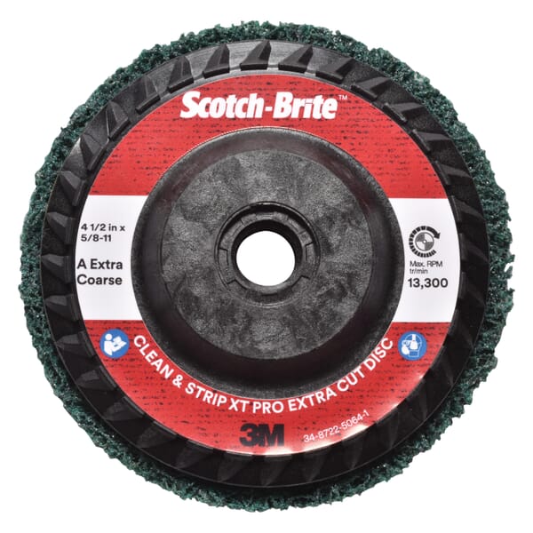 Scotch-Brite 7100176126 Clean and Strip XT Pro Clean and Strip Extra Cut Disc, 4-1/2 in Dia Disc, Extra Coarse Grade, Aluminum Oxide Abrasive, Fiber Backing