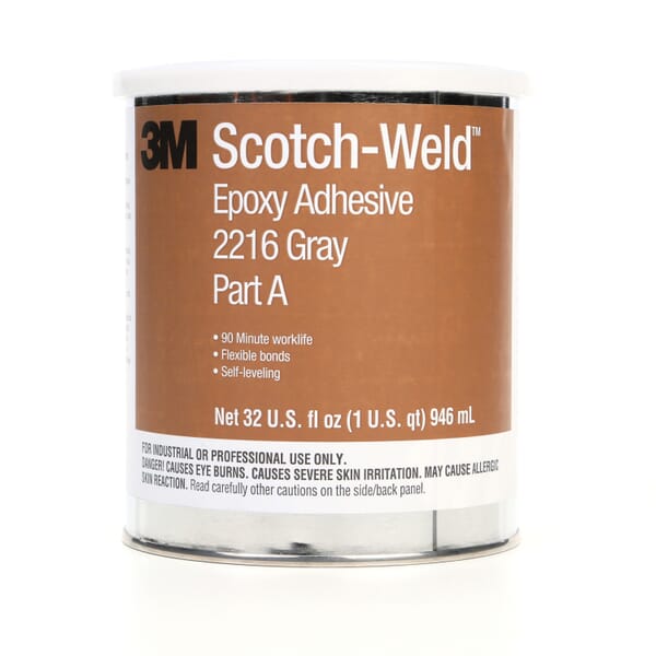 Scotch-Weld 7000000815 2-Part Part Epoxy Adhesive, 1 qt Container Kit Container, Gray, 7 days at 72 deg F Curing