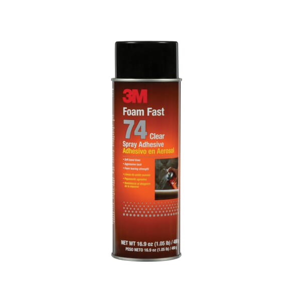 3M 7000121435 Foam Fast 74 Spray Adhesive, 24 fl-oz Container Aerosol Can  Container, Clear, 230 deg F