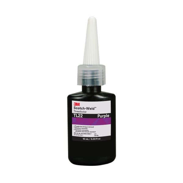 Scotch-Weld 7100039217 Anaerobic Threadlocker, 10 mL Container Bottle Container, Liquid Form, Purple