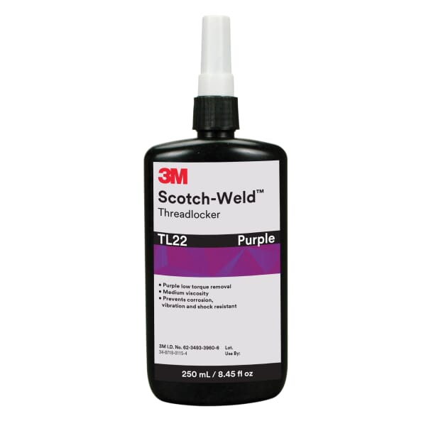 Scotch-Weld 7010367446 Anaerobic Threadlocker, 250 mL Container Bottle Container, Liquid Form, Purple