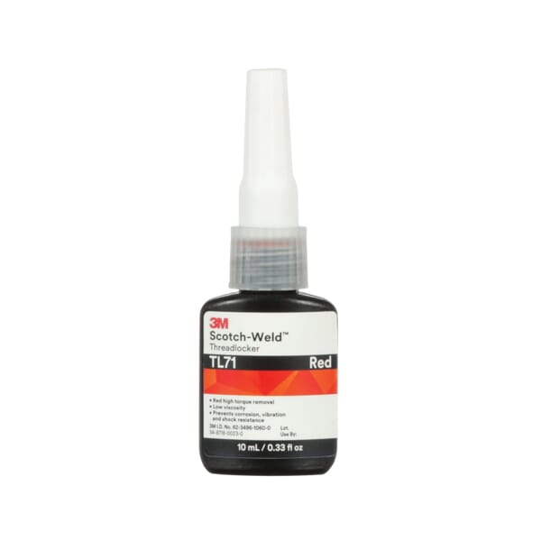 Scotch-Weld 7100039197 Anaerobic High Strength Threadlocker, 10 mL Container Bottle Container, Thixotropic Liquid Form, Red