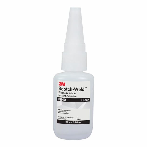 Scotch-Weld 7010330469 PR40 Plastic & Rubber Instant Adhesive, 7 oz, Transparent