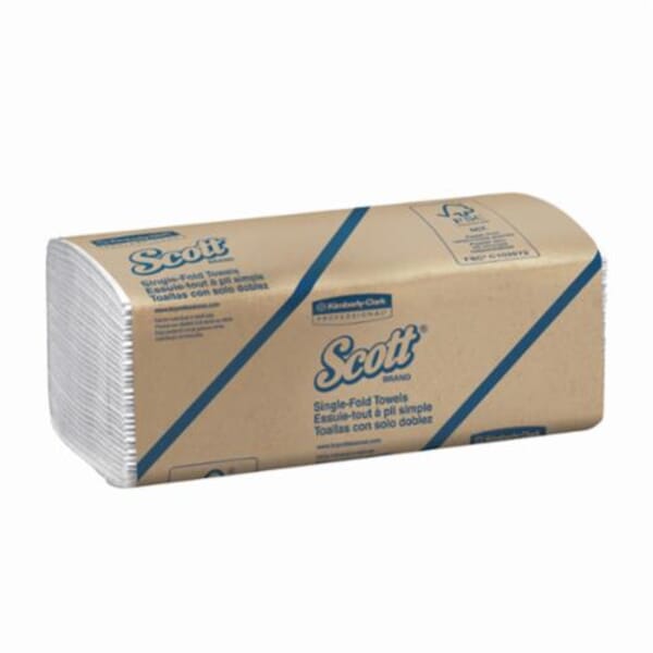 Scott 01700 Singlefold Towel, 250 Sheets, 1 Plys, Paper, White, 9.3 in W