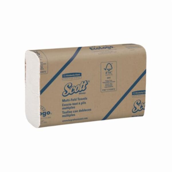 Scott 01804 Multi-Fold Towel, 250 Sheets, 1 Plys, Paper, White, 9.2 in W