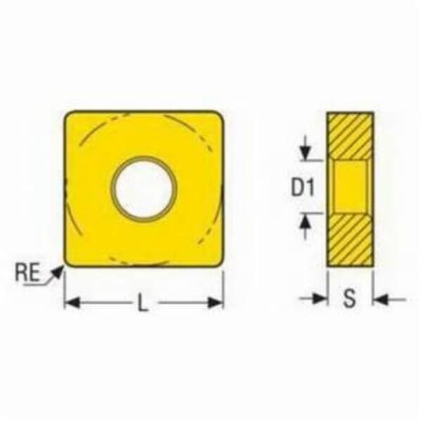 Seco 00004445 Turning Insert, ANSI Code: SPMM543-46 370, SPMM Insert, 150612 Insert, Squared Shape, 15 Seat, Neutral Cutting, Carbide, Manufacturers Grade: 370