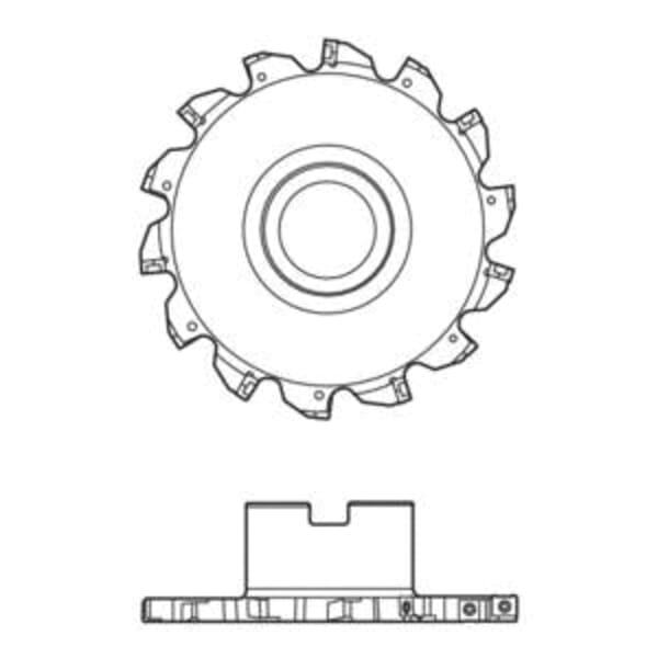Seco 00039930 Disc Milling Cutter, ANSI Code: R335.18-100.14.27-5N, 100 mm Dia x 14 mm W Cutting, Right Hand Cutting, LNKT Insert
