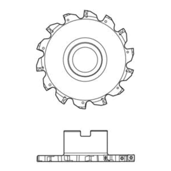Seco 00039929 Disc Milling Cutter, ANSI Code: R335.18-080.14.22-4N, 80 mm Dia x 14 mm W Cutting, Right Hand Cutting, LNKT Insert